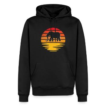Elefant Retro - Männer Premium Bio Hoodie - Schwarz - Vorne - Nico (187cm)
