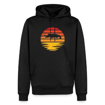 Krokodil Retro - Männer Premium Bio Hoodie - Schwarz - Vorne - Nico (187cm)