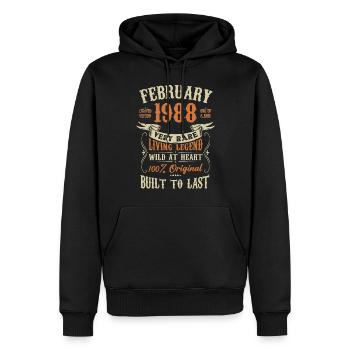 Février 1988 Cadeau d’anniversaire - Sweat à capuche Premium bio Homme - noir - Devant - Nico (187cm)