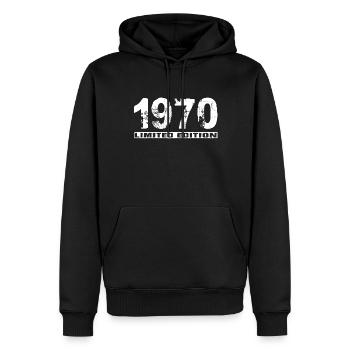 Limited Edition 1970 - Männer Premium Bio Hoodie - Schwarz - Vorne - Nico (187cm)