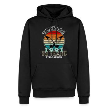 1991 Jahrgang Geburtstagsgeschenk - Männer Premium Bio Hoodie - Schwarz - Vorne - Nico (187cm)