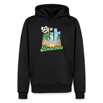 La vie se compose de plages vacances à la plage - Sweat à capuche Premium bio Homme - noir - Devant - Nico (187cm)