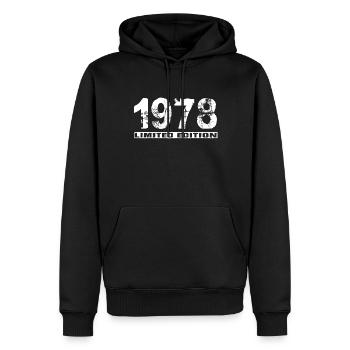 Édition limitée 1978 - Sweat à capuche Premium bio Homme - noir - Devant - Nico (187cm)