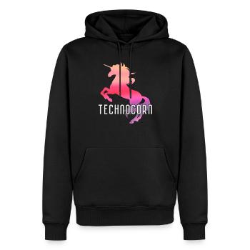 Technocorn Techno Rave Festival Electro Raver - Männer Premium Bio Hoodie - Schwarz - Vorne - Nico (187cm)