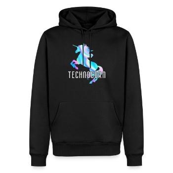 Technocorn Techno Rave Festival Electro Raver - Männer Premium Bio Hoodie - Schwarz - Vorne - Nico (187cm)