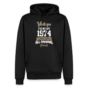 Februar 1974 Vintage Geburtstag Geschenk - Männer Premium Bio Hoodie - Schwarz - Vorne - Nico (187cm)