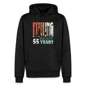 55 Jahre alt, Fischer Angler Geburtsspruch - Männer Premium Bio Hoodie - Schwarz - Vorne - Nico (187cm)