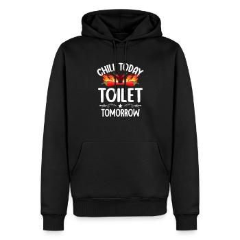 Chili aujourd’hui toilette demain goût épicé - Sweat à capuche Premium bio Homme - noir - Devant - Nico (187cm)