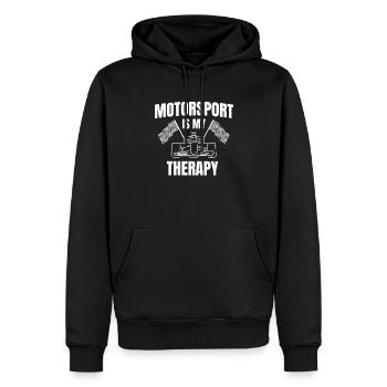 Le sport automobile est ma voiture de thérapie, mon pilote de course, - Sweat à capuche Premium bio Homme - noir - Devant - Nico (187cm)