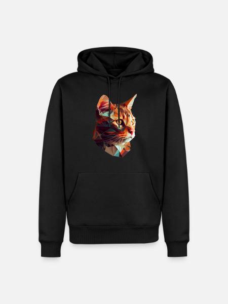 Cat Cats Kitten Polygon Cat - Men’s Premium Organic Hoodie - black