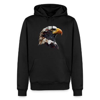 Conception polygonale cool avec un pygargue à tête blanche - Sweat à capuche Premium bio Homme - noir - Devant - Nico (187cm)