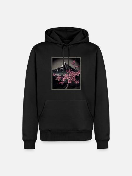 Vintage Japanese Sakura Cherry Blossom Temple - Men’s Premium Organic Hoodie - black