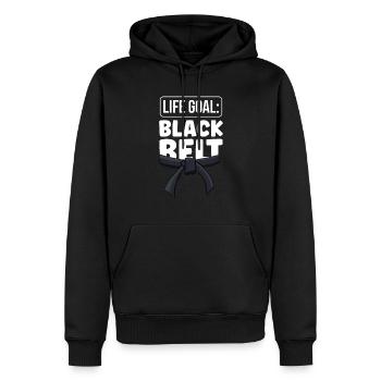 Lebensziel: Schwarzer Gürtel Gur MMA Schwarzgurt - Männer Premium Bio Hoodie - Schwarz - Vorne - Nico (187cm)