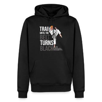 Train until the belt turns black MMA Gur - Men’s Premium Organic Hoodie - black - Front - Nico (187cm)