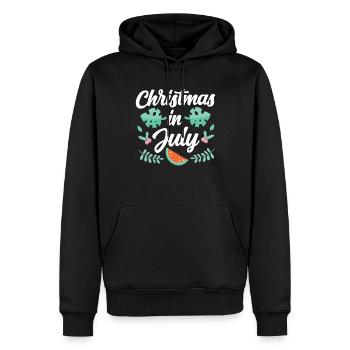 Weihnachten im juli Noël en juillet Humour Père Noël - Sweat à capuche Premium bio Homme - noir - Devant - Nico (187cm)