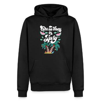 Weihnachten im juli Noël en juillet Humour Père Noël - Sweat à capuche Premium bio Homme - noir - Devant - Nico (187cm)