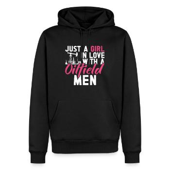 Champ pétrolifère - Sweat à capuche Premium bio Homme - noir - Devant - Nico (187cm)