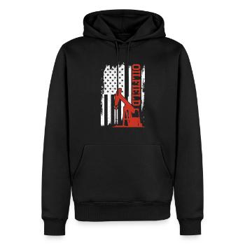 Champ pétrolifère - Sweat à capuche Premium bio Homme - noir - Devant - Nico (187cm)