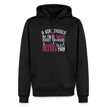 Champ pétrolifère - Sweat à capuche Premium bio Homme - noir - Devant - Nico (187cm)