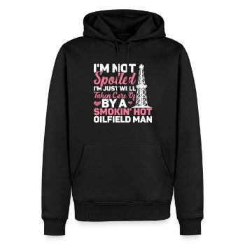 Champ pétrolifère - Sweat à capuche Premium bio Homme - noir - Devant - Nico (187cm)
