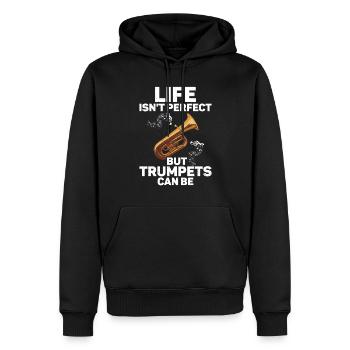 Trompette - Sweat à capuche Premium bio Homme - noir - Devant - Nico (187cm)
