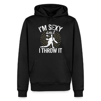 Ultimate Frisbee & Disc Golf Frisbee Design - Männer Premium Bio Hoodie - Schwarz - Vorne - Nico (187cm)