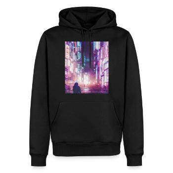 Vaporwave Anime Japan Cyber Manga japanisch - Männer Premium Bio Hoodie - Schwarz - Vorne - Nico (187cm)