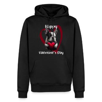 Happy Valentins Day French Bulldog - Männer Premium Bio Hoodie - Schwarz - Vorne - Nico (187cm)