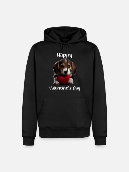 Bonne Saint-Valentin Beagle - Sweat à capuche Premium bio Homme - noir