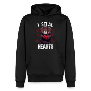 Je vole des cœurs Loutre - Sweat à capuche Premium bio Homme - noir - Devant - Nico (187cm)