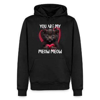Tu es mon Meow Meow Cat - Sweat à capuche Premium bio Homme - noir - Devant - Nico (187cm)