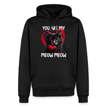 Tu es mon Meow Meow Cat - Sweat à capuche Premium bio Homme - noir - Devant - Nico (187cm)