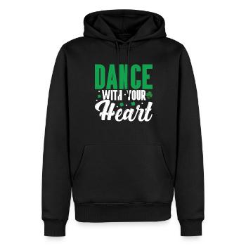 Danse irlandaise - Sweat à capuche Premium bio Homme - noir - Devant - Nico (187cm)