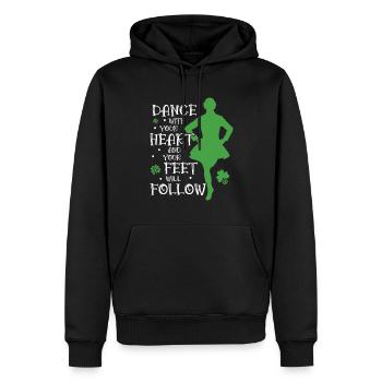 Danse irlandaise - Sweat à capuche Premium bio Homme - noir - Devant - Nico (187cm)