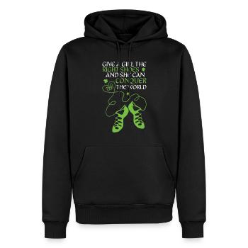 Danse irlandaise - Sweat à capuche Premium bio Homme - noir - Devant - Nico (187cm)