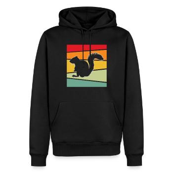 Écureuil rétro - Sweat à capuche Premium bio Homme - noir - Devant - Nico (187cm)