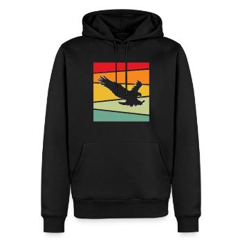Adler Retro - Männer Premium Bio Hoodie - Schwarz - Vorne - Nico (187cm)