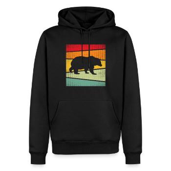 Ours Rétro - Sweat à capuche Premium bio Homme - noir - Devant - Nico (187cm)