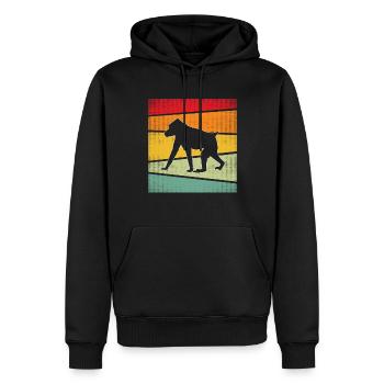 Singe Rétro - Sweat à capuche Premium bio Homme - noir - Devant - Nico (187cm)