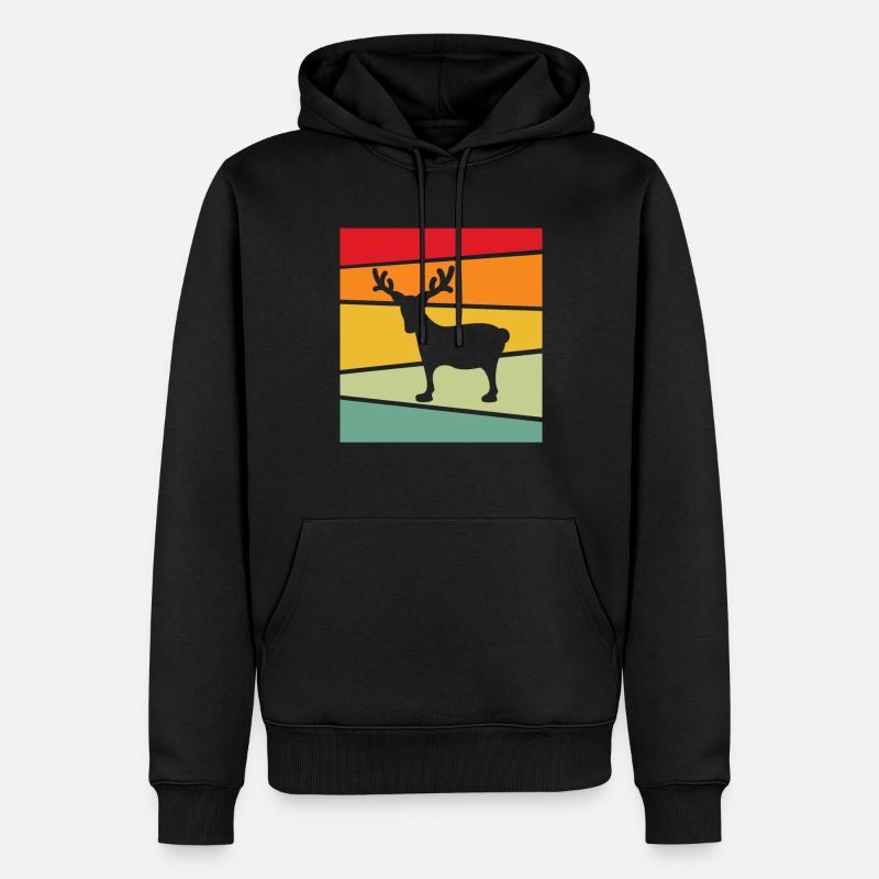 Elch Retro - Männer Premium Bio Hoodie - Schwarz