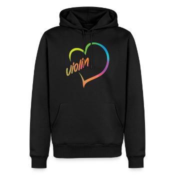 Violin Violinist Heart Watercolor - Männer Premium Bio Hoodie - Schwarz - Vorne - Nico (187cm)