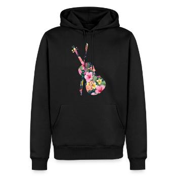 Violon Violoniste Fleur Tropicale - Sweat à capuche Premium bio Homme - noir - Devant - Nico (187cm)