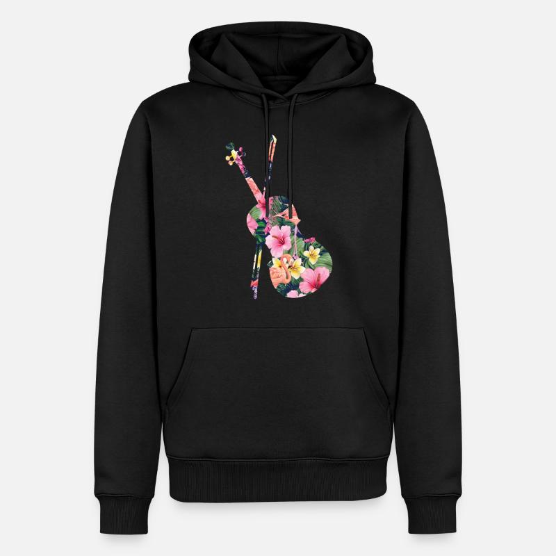 Violon Violoniste Fleur Tropicale - Sweat à capuche Premium bio Homme - noir