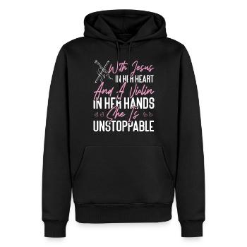 Violoniste Violoniste Jesus Faith - Sweat à capuche Premium bio Homme - noir - Devant - Nico (187cm)