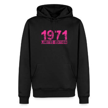 Édition limitée 1971 - Sweat à capuche Premium bio Homme - noir - Devant - Nico (187cm)