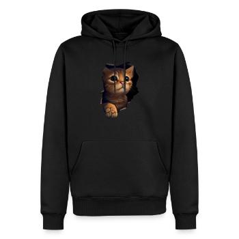 Katze süßes Kätzchen Riss Katzenliebhaber Katzen - Männer Premium Bio Hoodie - Schwarz - Vorne - Nico (187cm)