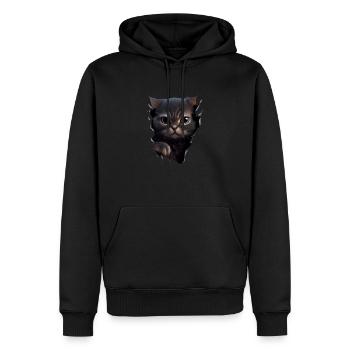 Katze süßes Kätzchen Riss Katzenliebhaber Katzen - Männer Premium Bio Hoodie - Schwarz - Vorne - Nico (187cm)