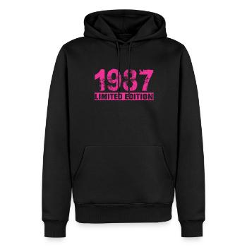 Limited Edition 1987 - Männer Premium Bio Hoodie - Schwarz - Vorne - Nico (187cm)