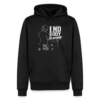 Body Shaming Beenden Bodyshaming Stoppen Ärgern - Männer Premium Bio Hoodie - Schwarz - Vorne - Nico (187cm)