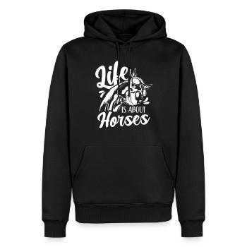 Life consists of horses horse riding - Men’s Premium Organic Hoodie - black - Front - Nico (187cm)